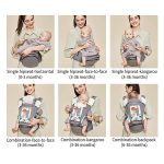 Bebamour Baby Carrier Front and Back Carry Baby to Toddler Baby Hip Carrier with Head Hood & 3 Pieces Teething Pads (Light Green) - Image 2